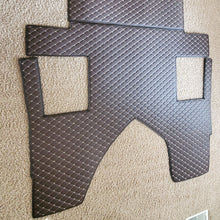 Load image into Gallery viewer, Freightliner Cascadia 2019+ Diamond Stitch Leather Floor mats with Workstation (Table) option 4 Piece kit